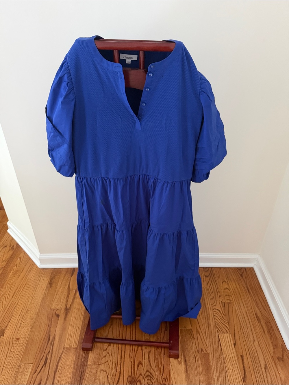Chico's Cobalt Blue Tiered Button-Up Dress